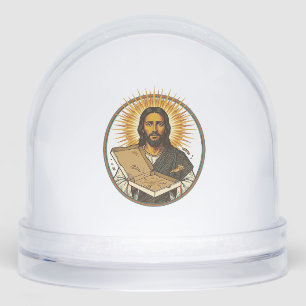 Jesus Deceived By Empty Pizza Box Party Food Humor Snow Globe