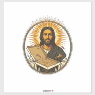 Jesus Deceived By Empty Pizza Box Party Food Humor Sticker