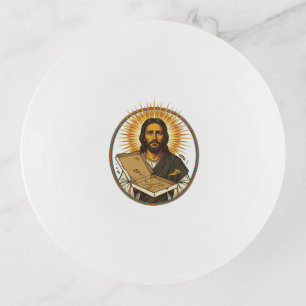 Jesus Deceived By Empty Pizza Box Party Food Humor Trinket Tray