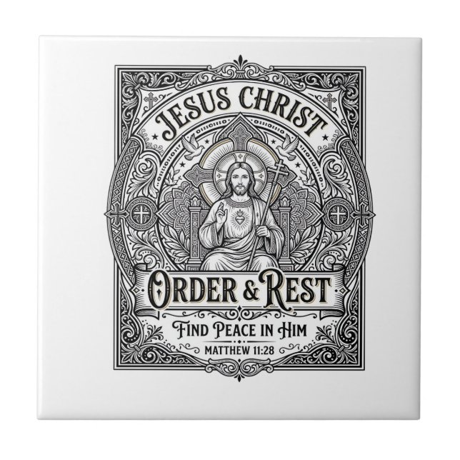 Jesus Declutter Clean Home Shirt Christian Graphic Ceramic Tile (Front)