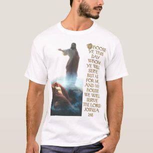 Jesus Defeating Satan and Joshua 24:15 T-Shirt