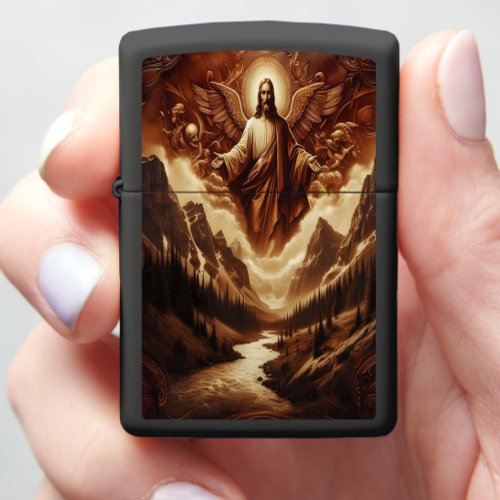 Jesus Descending Over Mountains Zippo Lighter