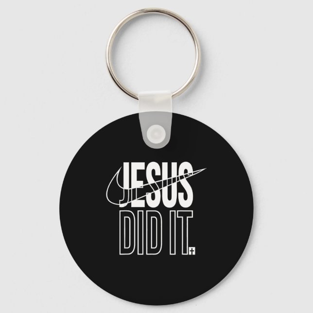 Jesus Did It He Is Risen Christian Religious Cross Keychain (Front)
