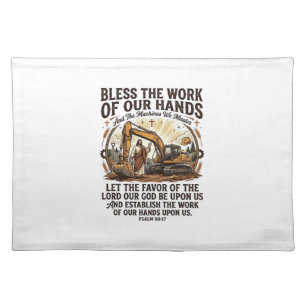 Jesus Diesel Mechanic Heavy Equipment Shirt Faith Cloth Placemat