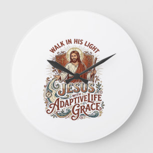 Jesus Disability Encouragement T-Shirt Inspiration Large Clock