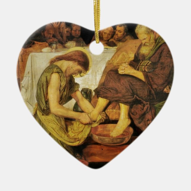Jesus  Disciple's Feet Ceramic Ornament (Front)