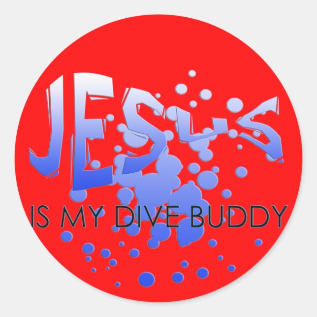 JESUS DIVE BUDDY CLASSIC ROUND STICKER (Front)