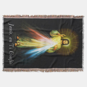 Jesus Divina Misericordia en Ti Confio Colcha Throw Blanket
