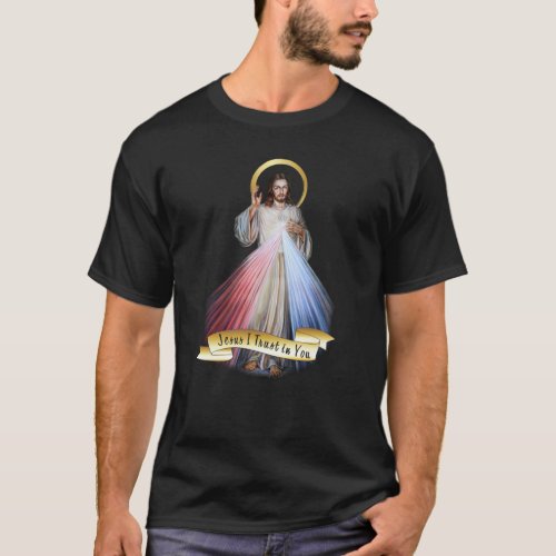 Jesus Divine Mercy Blue English T_Shirt