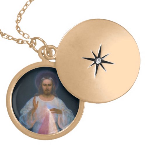 Jesus Divine Mercy Vilnius Eugeniusz Kazimirowski Gold Plated Necklace