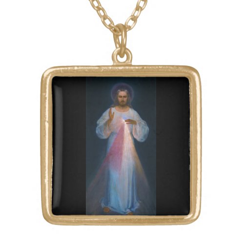 Jesus Divine Mercy Vilnius Eugeniusz Kazimirowski Gold Plated Necklace
