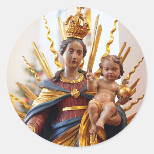 Jesus Dominion Pose Mother Mary Catholic Saint Classic Round Sticker