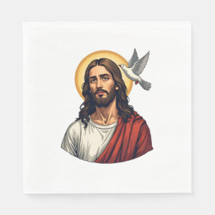 Jesus Dove Halo Vintage Engraving Shirt 2 Napkins