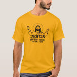 Jesus Drafted My Fantasy Football Team T-Shirt<br><div class="desc">Intimidate potential opponents with this,  "Jesus Drafted My Fantasy Football Team" t-shirt. This divinely-inspired design shows the glorious moment that Jesus has set the perfect lineup. http://obeythekitty.com</div>