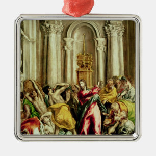 Jesus Driving the Merchants from the Temple Metal Ornament