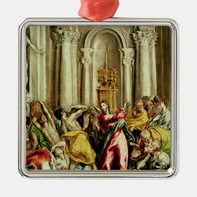 Jesus Driving the Merchants from the Temple Metal Ornament (Front)