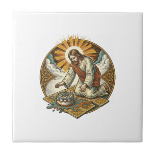 Jesus Dropped Birthday Cake Face Down Kitchen Floo Ceramic Tile