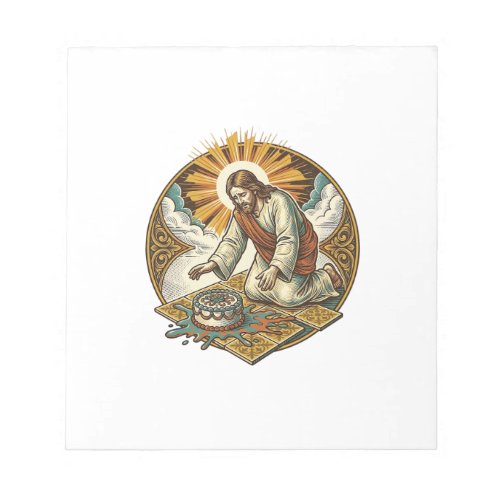 Jesus Dropped Birthday Cake Face Down Kitchen Floo Notepad