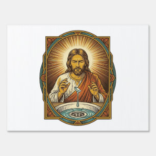 Jesus Dropped Contact Lens Bathroom Sink Drain Bli Sign
