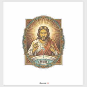 Jesus Dropped Contact Lens Bathroom Sink Drain Bli Sticker