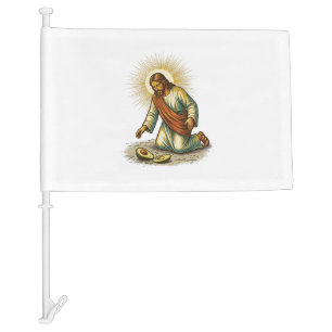 Jesus Dropped Fresh Sliced Avocado Floor Tragic Fo Car Flag
