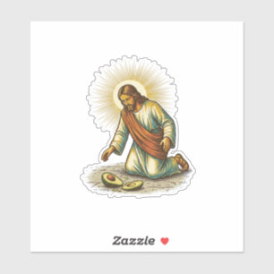 Jesus Dropped Fresh Sliced Avocado Floor Tragic Fo Sticker