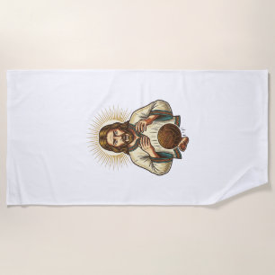 Jesus Dropped Heavy Medicine Ball Toe Pain Gym Hum Beach Towel