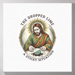 Jesus Dropped Lime Wedge Dirty Floor Tequila Party Canvas Photo Tile