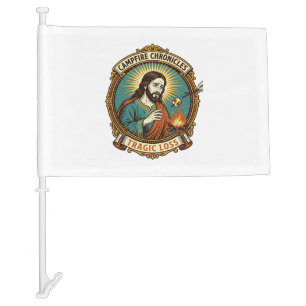 Jesus Dropped Marshmallow Campfire Party Fail Humo Car Flag