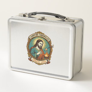 Jesus Dropped Marshmallow Campfire Party Fail Humo Metal Lunch Box