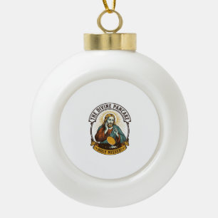 Jesus Dropped Perfect Pancake Flipping Missed Pan Ceramic Ball Christmas Ornament