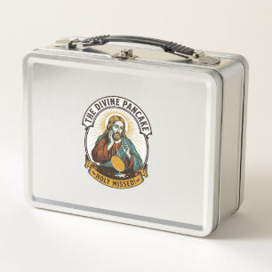 Jesus Dropped Perfect Pancake Flipping Missed Pan Metal Lunch Box