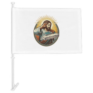 Jesus Dropped Phone Face Flat Concrete Panic Scree Car Flag