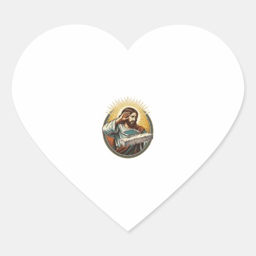 Jesus Dropped Phone Face Flat Concrete Panic Scree Heart Sticker