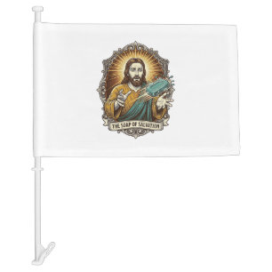 Jesus Dropped Slippery Soap Shower Clumsy Bathroom Car Flag