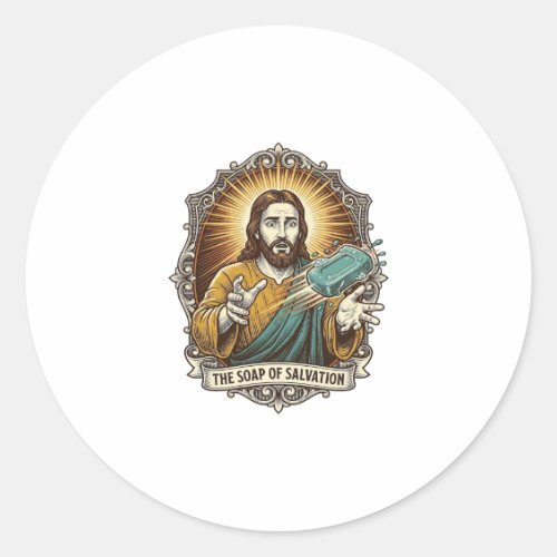 Jesus Dropped Slippery Soap Shower Clumsy Bathroom Classic Round Sticker