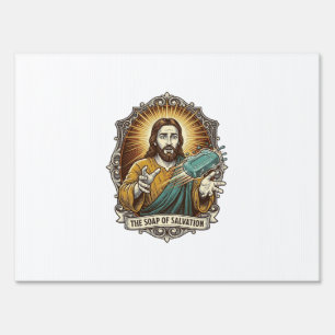 Jesus Dropped Slippery Soap Shower Clumsy Bathroom Sign