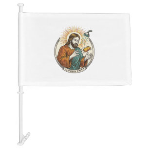 Jesus Dropped Slippery Soap Shower Tub Clumsy Humo Car Flag