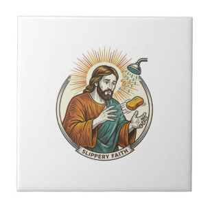Jesus Dropped Slippery Soap Shower Tub Clumsy Humo Ceramic Tile