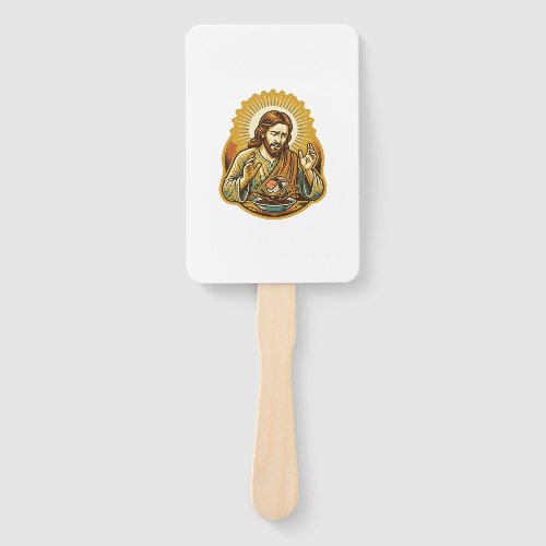 Jesus Dropped Sushi In Soy Sauce Splatter Food Hum Hand Fan