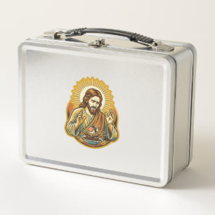 Jesus Dropped Sushi In Soy Sauce Splatter Food Hum Metal Lunch Box