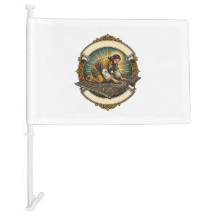 Jesus Dropped Tiny Screw Thick Carpet DIY Humor_1 Car Flag