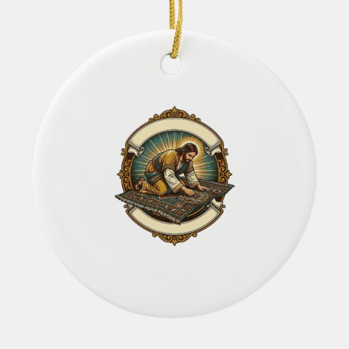 Jesus Dropped Tiny Screw Thick Carpet DIY Humor_1 Ceramic Ornament