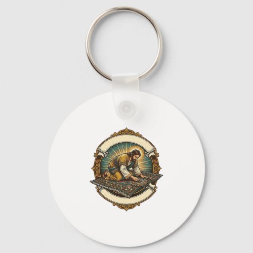 Jesus Dropped Tiny Screw Thick Carpet DIY Humor_1 Keychain