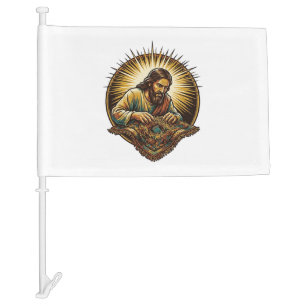 Jesus Dropped Tiny SD Card Lost Carpet Tech Humor_ Car Flag