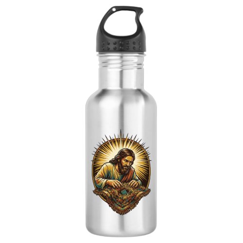Jesus Dropped Tiny SD Card Lost Carpet Tech Humor_ Stainless Steel Water Bottle