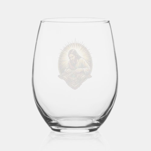 Jesus Dropped Tiny SD Card Lost Carpet Tech Humor_ Stemless Wine Glass