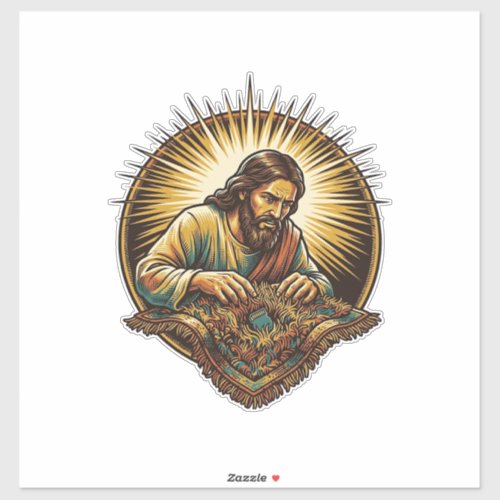Jesus Dropped Tiny SD Card Lost Carpet Tech Humor_ Sticker