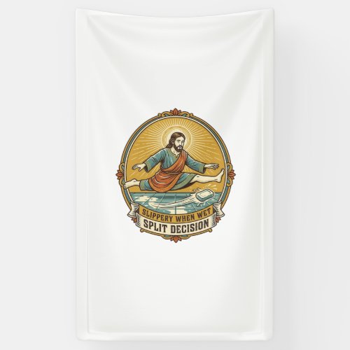 Jesus Dropped Wet Soap Sliding Bathroom Floor Clum Banner