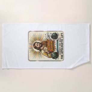 Jesus Dropping Heavy Dumbbell Loudly Gym Lunk Alar Beach Towel